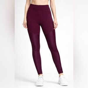 Sweaty Betty Power Mesh  Small Burgundy Leggings SB3034 High Rise Compression S